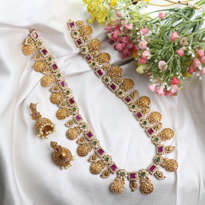 Antique long necklace and earrings13497