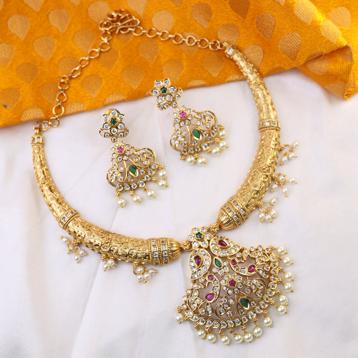 Antique short necklace and earrings 16773