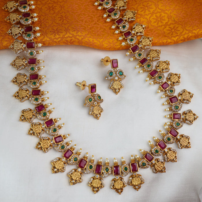 Antique long necklace and earrings 16714