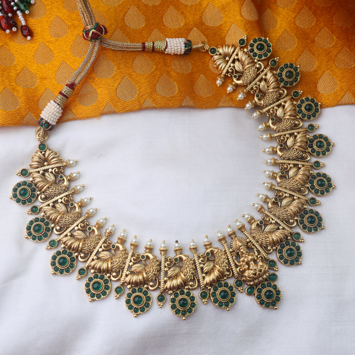 ANTIQUE GREEN SHORT NECKLACE & EARRING 15542