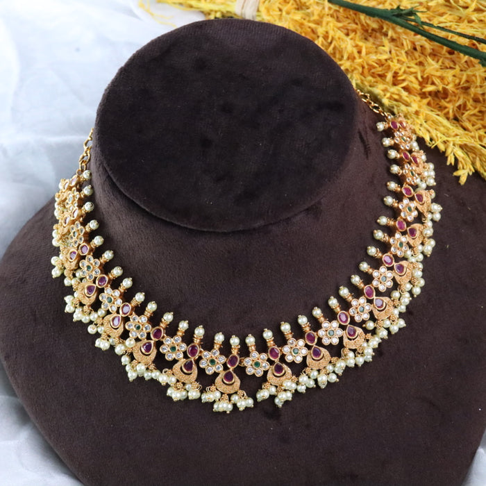 Antique ruby choker with earrings 14591