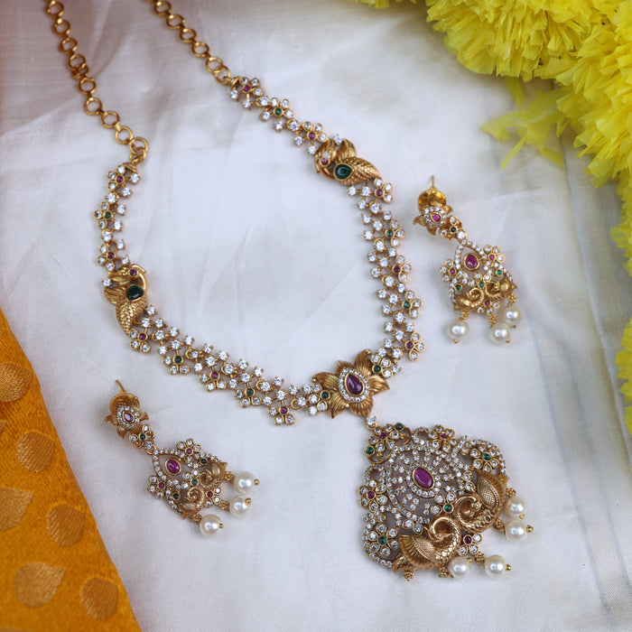 Antique short necklace and earrings 14415