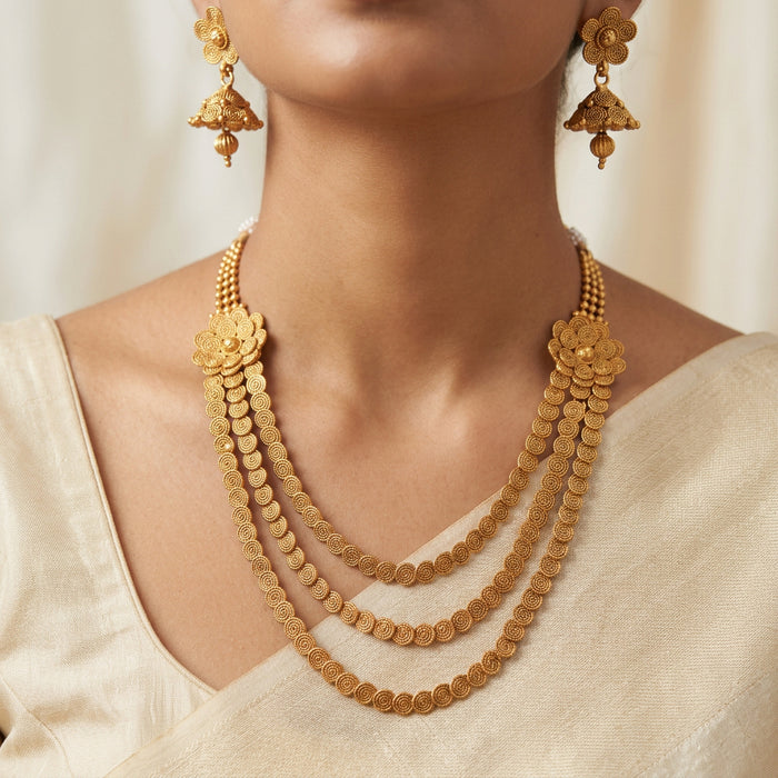 Antique layer long necklace and earrings SS11004