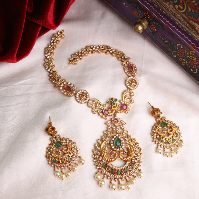 Antique short necklace and earrings15696