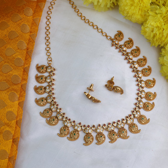Antique mango short necklace and earrings1541