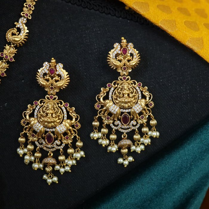 Antique short necklace and earrings 15539