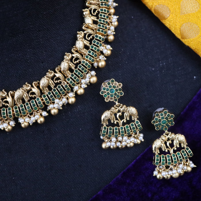 Antique short necklace and earrings 15715