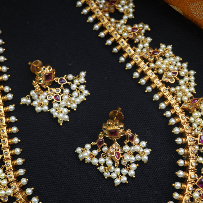 Antique long necklace and earrings15568