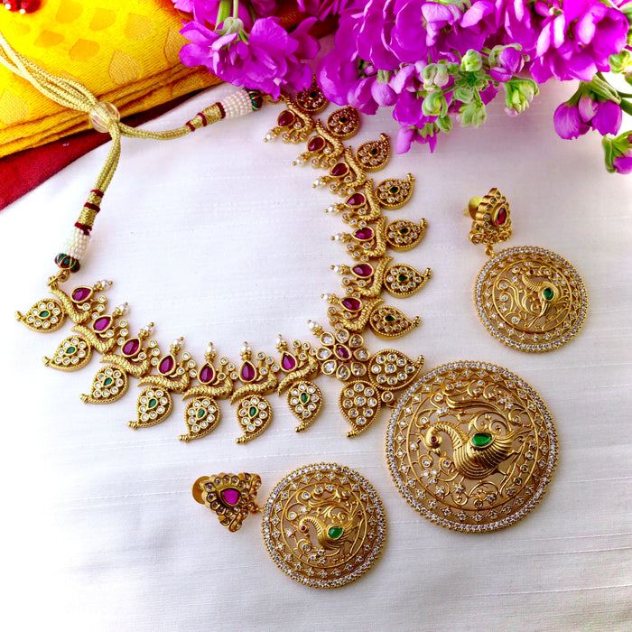 Antique short necklace and earrings13488