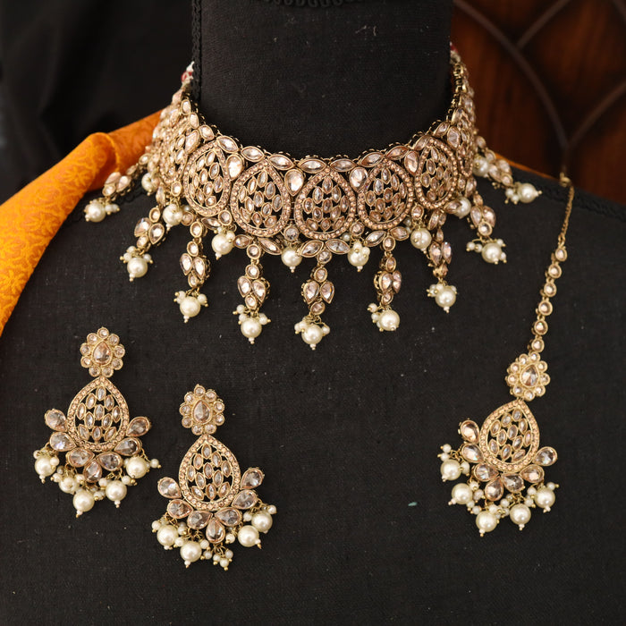 Trendy Antique choker necklace and earrings 15678