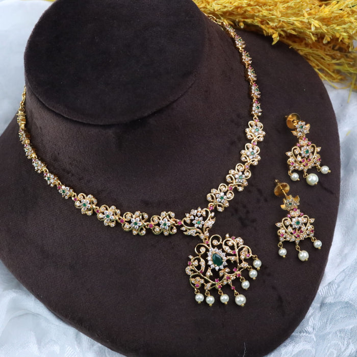 Antique short necklace and earrings 14562