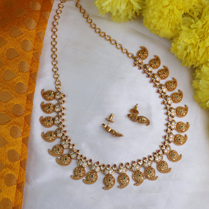 Antique mango short necklace and earrings1541