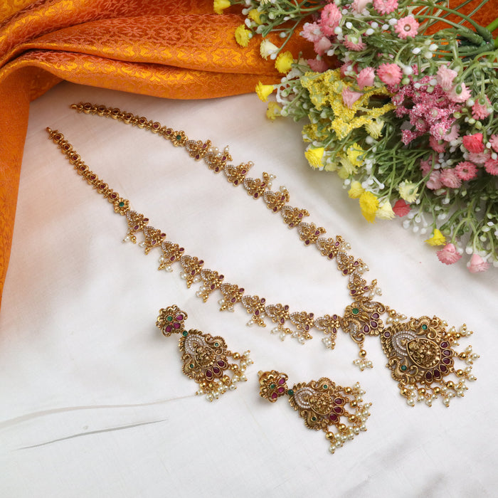 Antique long necklace and earring 14473