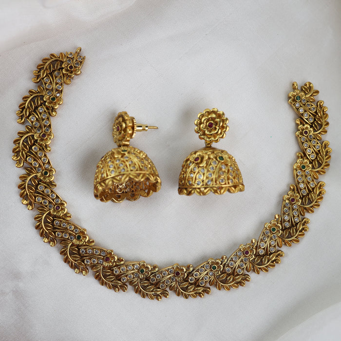 Antique short necklace and earrings 15553