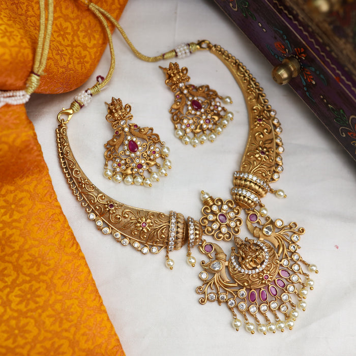 Antique short necklace and earrings 15691